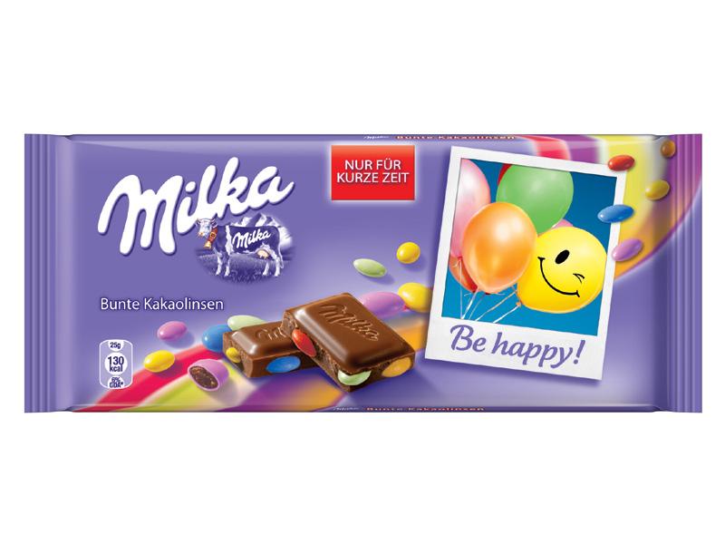 Milka Be Happy Bunte Kakaolinsen 100g