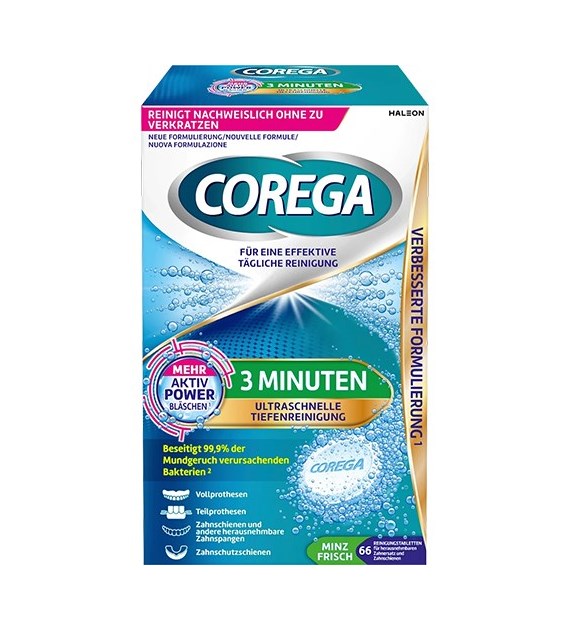 Corega Tabs 3 Minuten Minz Frisch do Protez 66szt