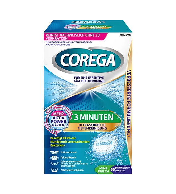 Corega Tabs 3 Minuten Minz Frisch do Protez 66szt