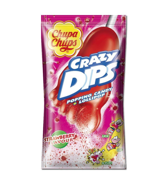 Chupa Chups Crazy Dips Strawberry Lizak 1szt 14g