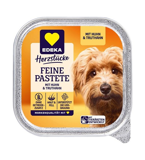 Edeka Feine Pastete Huhn Truthahn dla Psa 150g