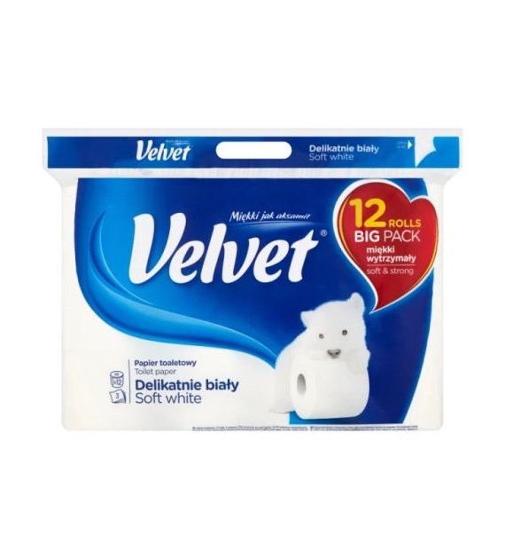 Velvet Delikatnie Biały Papier Toaletowy 12szt