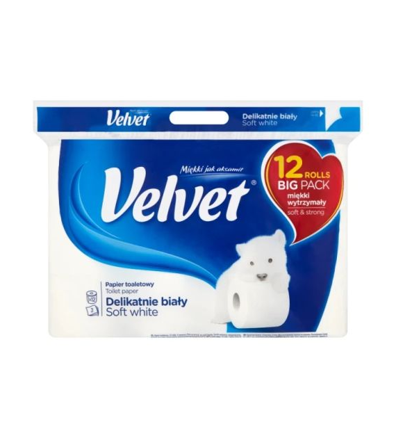 Velvet Delikatnie Biały Papier Toaletowy 12szt