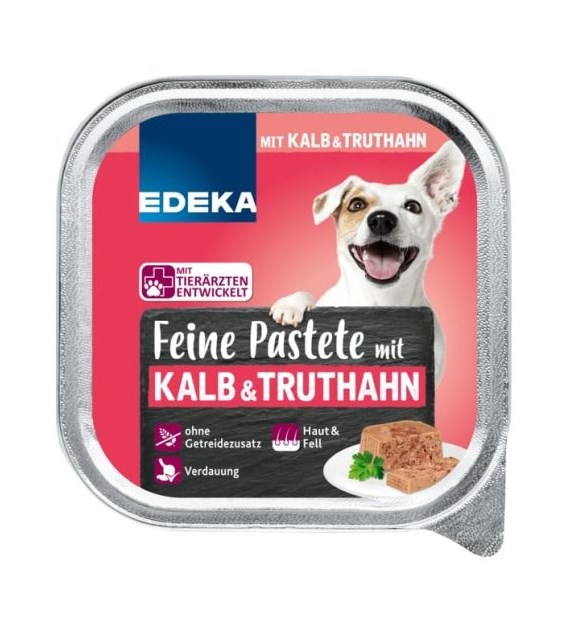 Edeka Feine Pastete Kalb Truthahn dla Psa 150g