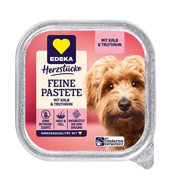 Edeka Feine Pastete Kalb Truthahn dla Psa 150g