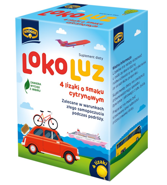 Kruger Lokoluz Lizaki Cytryna do Auta 4szt 40g