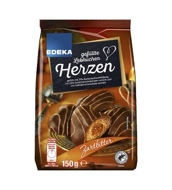 Edeka Gefullte Lebkuchen Herzen Zartbitter 150g