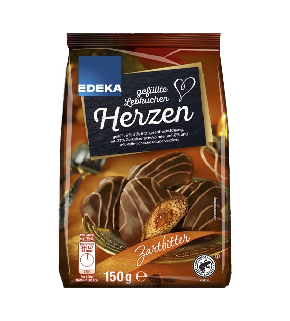 Edeka Gefullte Lebkuchen Herzen Zartbitter 150g