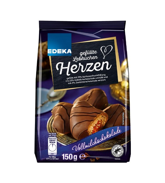 Edeka Gefullte Lebkuchen Herzen Vollmilch 150g