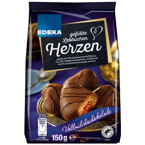 Edeka Gefullte Lebkuchen Herzen Vollmilch 150g