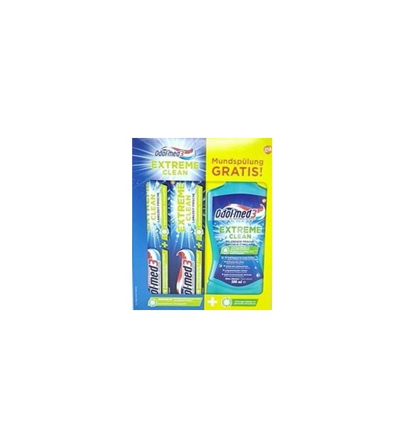Odol-med3 Extreme Clean Pasta 2x75ml + Płyn 500ml