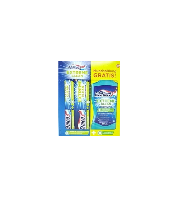 Odol-med3 Extreme Clean Pasta 2x75ml + Płyn 500ml
