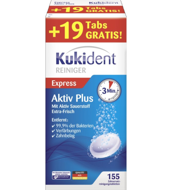 Kukident Aktiv Plus Płukanie Tabletki 155szt