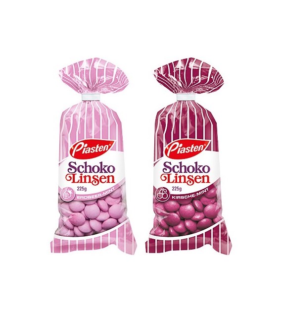 Piasten Schoko Linsen Erdbeer / Kirsche Draże 225g