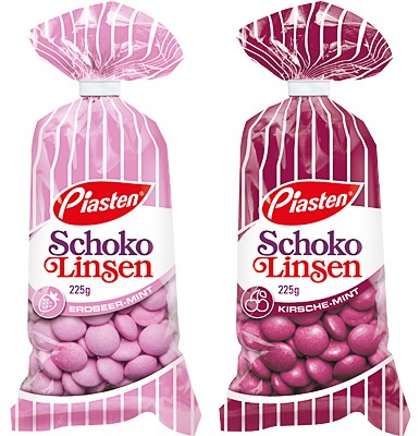 Piasten Schoko Linsen Erdbeer / Kirsche Draże 225g