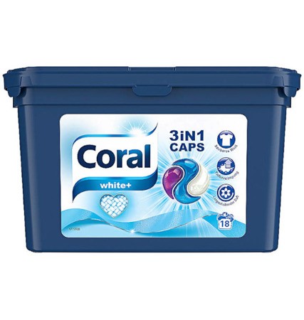 Coral 3in1 White+ Caps 18p 486g