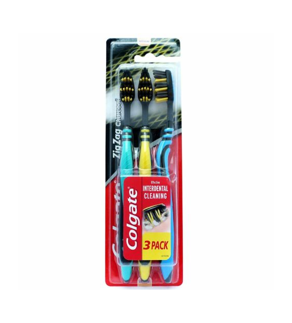 Colgate ZigZag Charcoal Medium Szczoteczka 3szt
