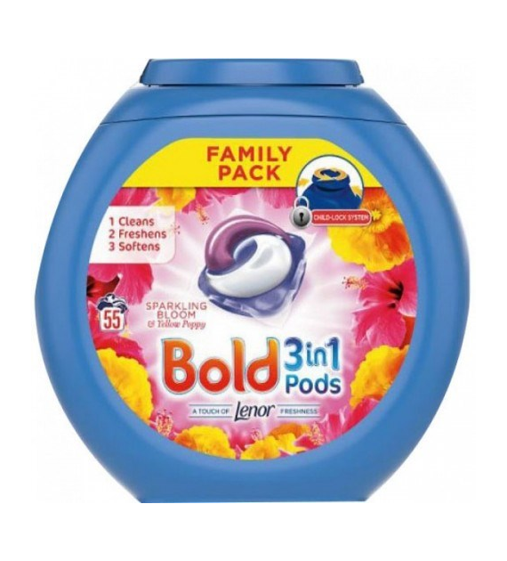 Bold 3in1 Lenor Yellow Poppy Caps 55p 1,4kg