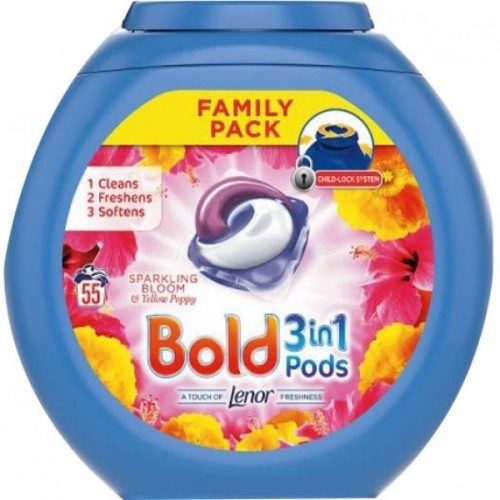 Bold 3in1 Lenor Yellow Poppy Caps 55p 1,4kg