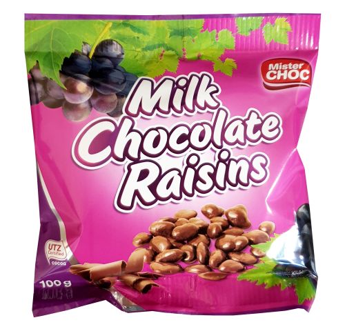 Mister Choc Milk Chocolate Raisins 100g