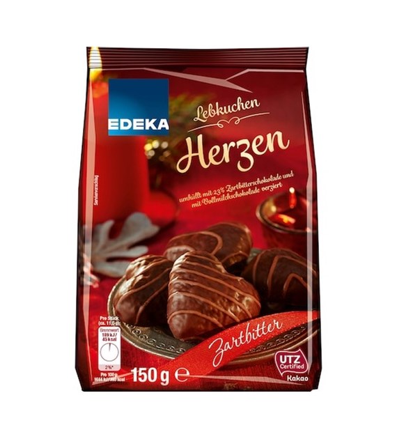 Edeka Lebkuchen Herzen Zartbitterschokolade 150g