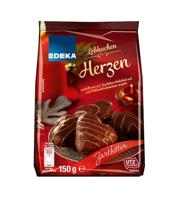 Edeka Lebkuchen Herzen Zartbitterschokolade 150g