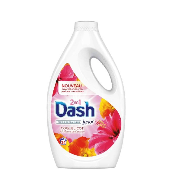 Dash 2in1 Lenor Coquelicot Cerisier Gel 24p 1,3L