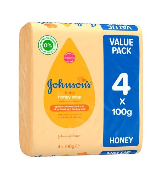 Johnson's Baby Honey Soap Value Pack 4x100g