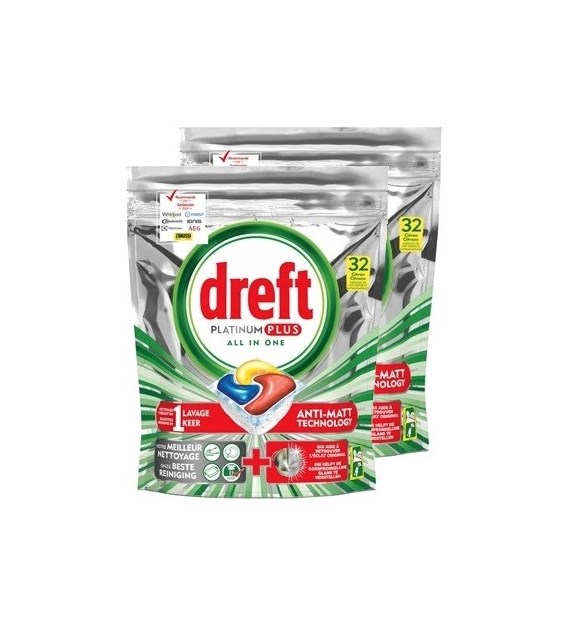 Dreft Platinum Plus Citron Duopack 2x32szt 992g