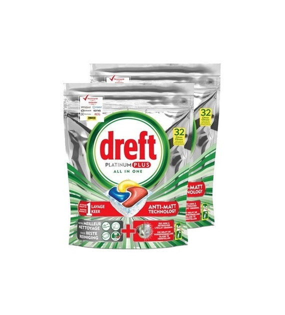 Dreft Platinum Plus Citron Duopack 2x32szt 992g