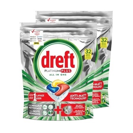 Dreft Platinum Plus Citron Duopack 2x32szt 992g