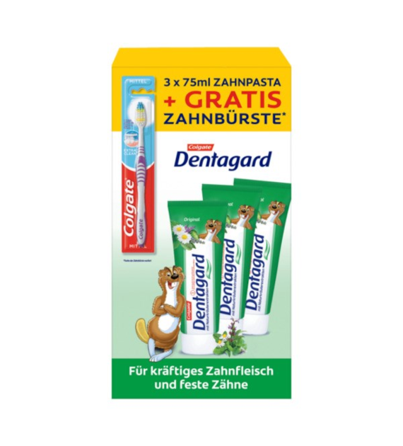 Colgate Dentagard Original 3x75ml + Szczoteczka