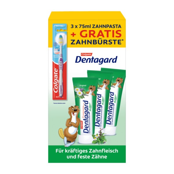 Colgate Dentagard Original 3x75ml + Szczoteczka