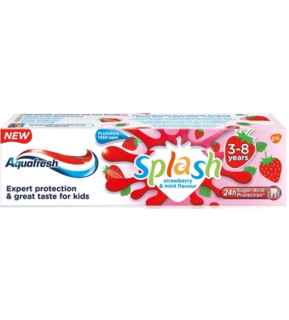 Aquafresh Splash Strawberry Mint 3-8 Lat 50ml