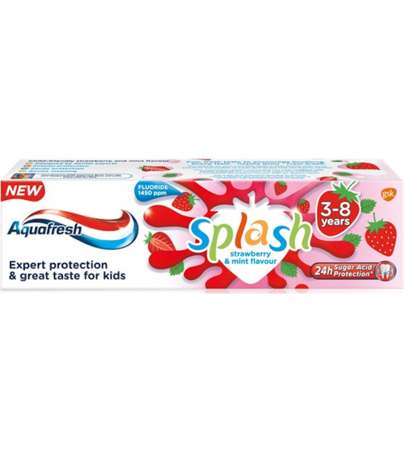 Aquafresh Splash Strawberry Mint 3-8 Lat 50ml