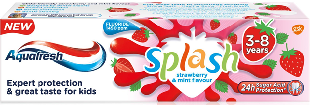 Aquafresh Splash Strawberry Mint 3-8 Lat 50ml
