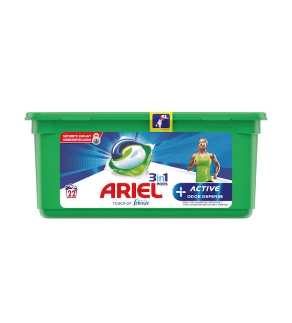Ariel 3in1 Pods Active Odor Defence Caps 22p 596g
