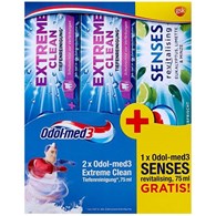 Odol-med3 Extreme Clean 2x75ml + Senses 75ml