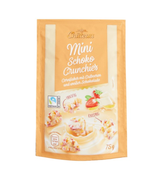 Chateau Mini Schoko Crunchies Erdbeeren Weisse 75g
