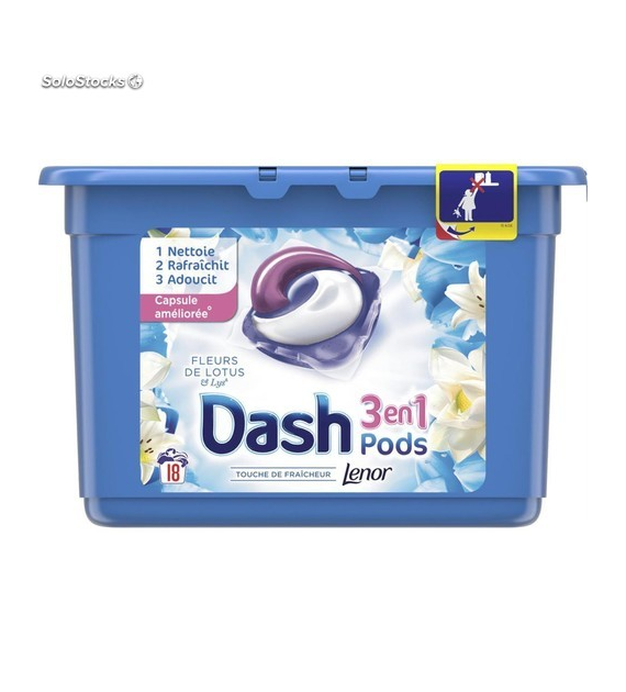 Dash 3en1 Pods Fleurs de Lotus & Lys 18p 475g