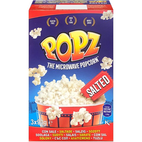 Popz Microwave Popcorn Salted 3x90g 270g