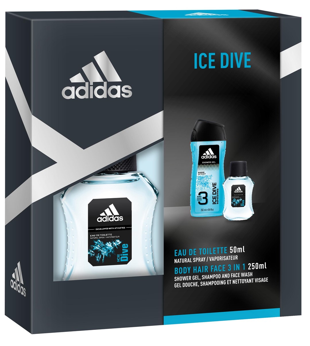 Adidas Ice Dive Zestaw Gel 250ml Woda Toalet 50ml