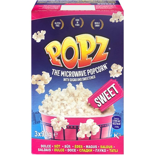 Popz Microwave Popcorn Sweet 3x90g 270g