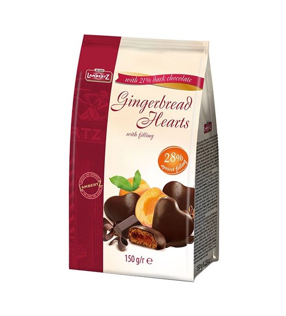 Lambertz Gingerbread Hearts Apricot Dark 150g
