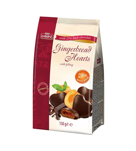 Lambertz Gingerbread Hearts Apricot Dark 150g