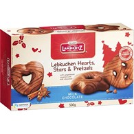 Lambertz Lebkuchen Hearts Stars Pretzels Milk 500g