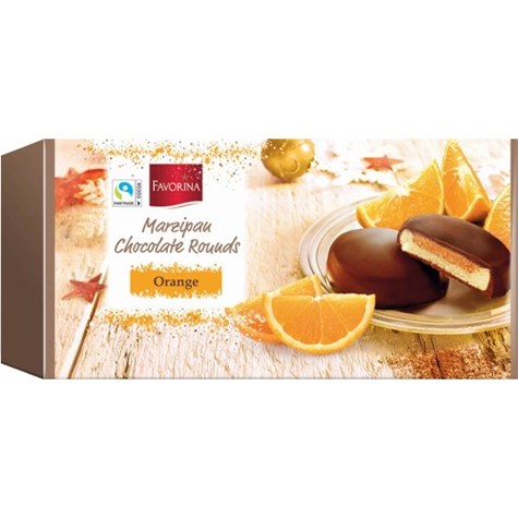 Favorina Marzipan Chocolate Rounds Orange 300g