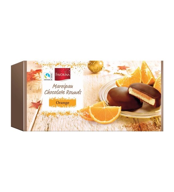 Favorina Marzipan Chocolate Rounds Orange 300g