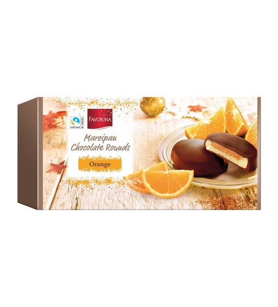 Favorina Marzipan Chocolate Rounds Orange 300g