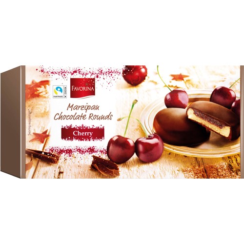 Favorina Marzipan Chocolate Rounds Cherry 300g